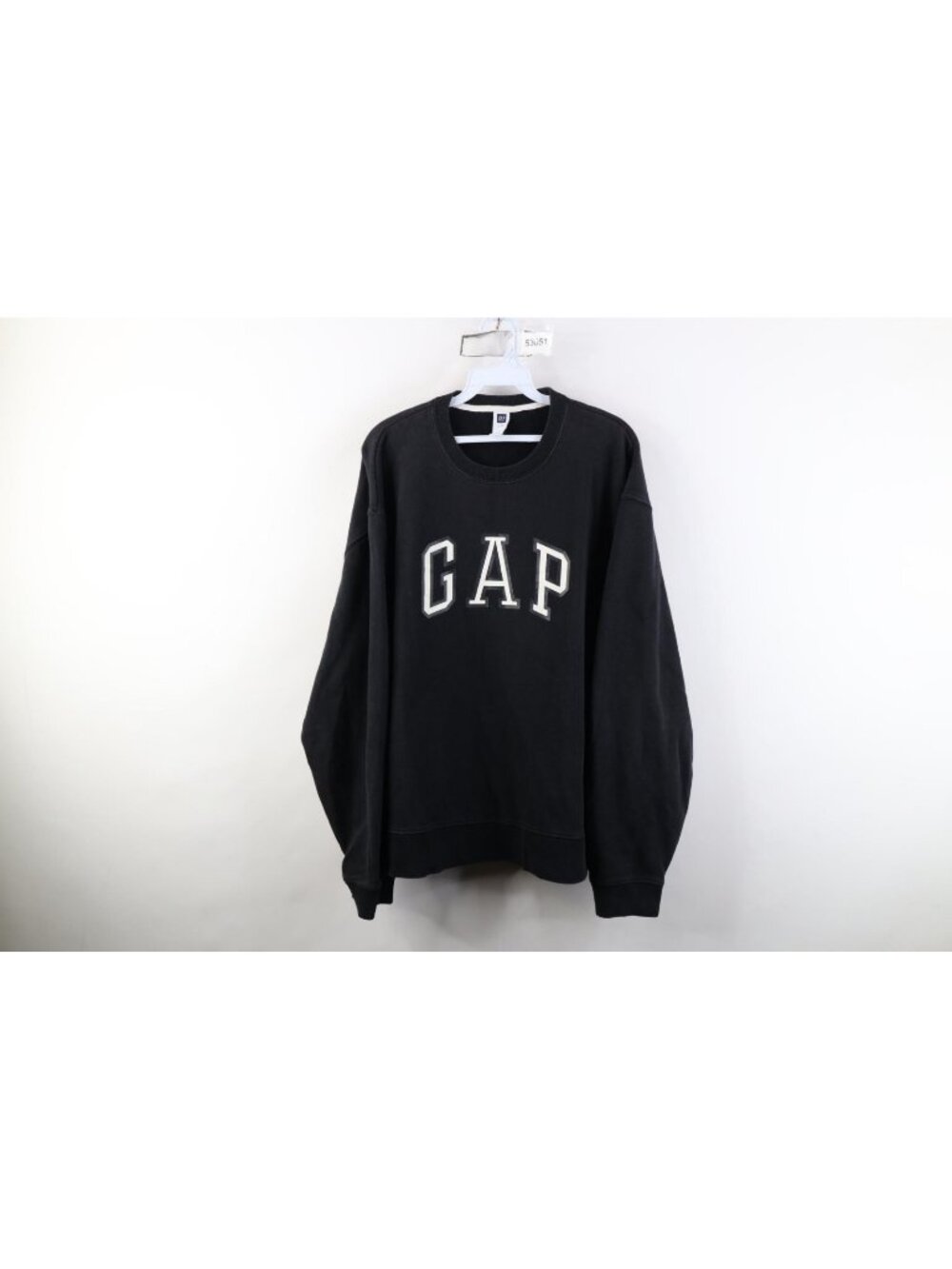 Vintage Y2K Gap Mens XL Faded Spell Out Block Letter Crewneck Sweatshirt Black